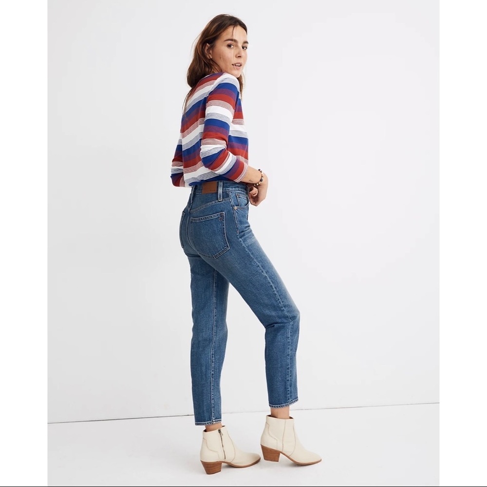 MADEWELL The Mom Jean High Rise Downey Wash Momjean AG375 Distressed Waist 25